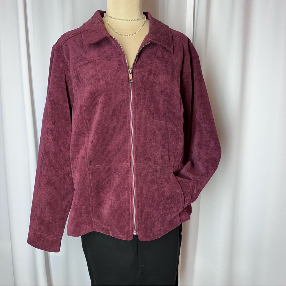Christopher‎ & Banks Jacket Petite XL Full Zip Microfiber Corduroy Collared EUC